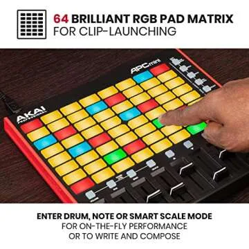 AKAI Professional APC Mini MK2 - USB MIDI Pad Controller for Clip Launching with Ableton Live Lite, 64 RGB Pads, Drum and Note Mode and MIDI Mixer