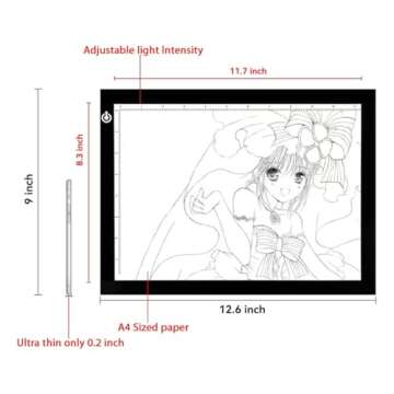 LitEnergy A4 Portable LED Light Box Trace, Light Pad USB Power LED Artcraft Tracing Light Table for Tattoo Transferring, Drawing, Sketching, Animation