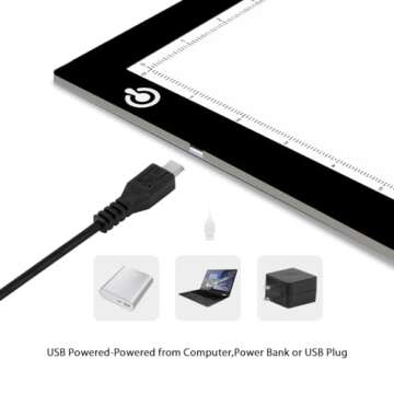 LitEnergy A4 Portable LED Light Box Trace, Light Pad USB Power LED Artcraft Tracing Light Table for Tattoo Transferring, Drawing, Sketching, Animation
