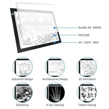 LitEnergy A4 Portable LED Light Box Trace, Light Pad USB Power LED Artcraft Tracing Light Table for Tattoo Transferring, Drawing, Sketching, Animation