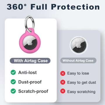MOLOSLEEVE Airtag Holder Air Tag Case with Keychain, Anti-Scratch Airtags Key Chain for Apple Air Tags, Airtag Accessories for GPS Item Finder Tracker, Pink