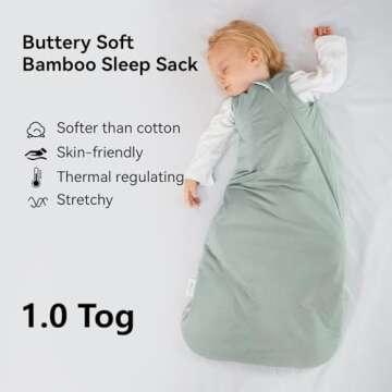 BubblePanda Rayon Made from Bamboo Sleep Sack 6-12 Months 1.0 Tog Soft Toddler Sleeping Sack for Bab...