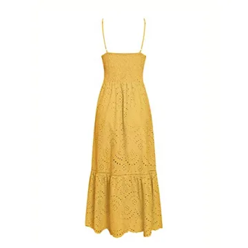 BerryGo Embroidery Pearl Button Down Maxi Dress for Women