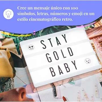 My Cinema Lightbox - Rose Gold Light Box, 4x6 inches - Micro LED Marquee light box for kids with 100 Letters, Numbers and Emojis - DIY Mini Sign, with Matching Braided Rose Gold USB Cable