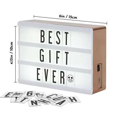My Cinema Lightbox - Rose Gold Light Box, 4x6 inches - Micro LED Marquee light box for kids with 100 Letters, Numbers and Emojis - DIY Mini Sign, with Matching Braided Rose Gold USB Cable
