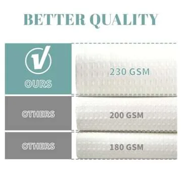 eachope Cream No Hook Waffle Weave Shower Curtain with snap-in Liner Replacement, 230GSM Waterproof Fabric Hotel Shower Curtain Set for Bathroom, Through Mesh Top Window,71Wx74H