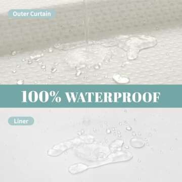 eachope Cream No Hook Waffle Weave Shower Curtain with snap-in Liner Replacement, 230GSM Waterproof Fabric Hotel Shower Curtain Set for Bathroom, Through Mesh Top Window,71Wx74H