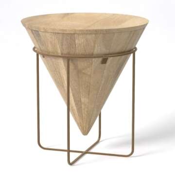 Relso Solara Mango Wood End Table, Stunning Grain| Solid Mango Wood Modern Living Room Side Table wi...