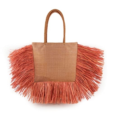 RBT1 Natural Straw Woven Tote HandBag With Tassel For Women Woman's Rattan Knitted Shoulder Bag Larg...