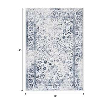 SAFAVIEH Adirondack Collection Area Rug - 5'1" x 7'6", Ivory & Navy, Oriental Distressed Design, Non...