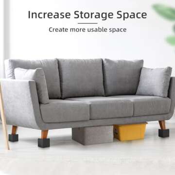 Diveken 3 Inch Furniture Risers, Heavy Duty Adjustable Bed Risers, Square Furniture Riser for Bed Desk Table Couch Sofa Lifts, Support Up to 1300 Lbs (Black, Set of 4)