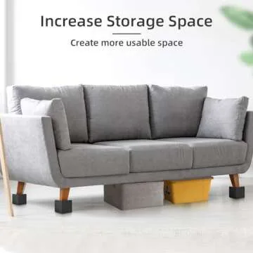 Diveken 3 Inch Furniture Risers, Heavy Duty Adjustable Bed Risers, Square Furniture Riser for Bed Desk Table Couch Sofa Lifts, Support Up to 1300 Lbs (Black, Set of 4)