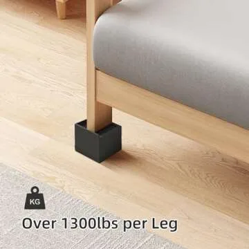 Diveken 3 Inch Furniture Risers, Heavy Duty Adjustable Bed Risers, Square Furniture Riser for Bed Desk Table Couch Sofa Lifts, Support Up to 1300 Lbs (Black, Set of 4)