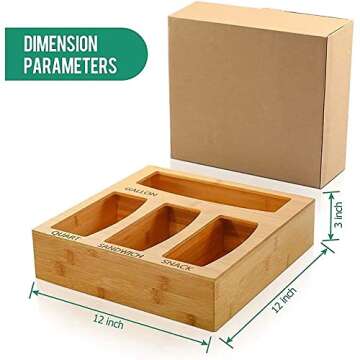 Yinjiagen Bamboo Ziplock Bag Storage Organizer | Kitchen & Drawer Accessory