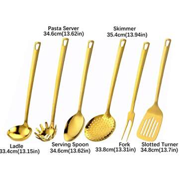 Marco Almond® Kitchen Utensil Set, Stainless Steel Cooking Utensils Sets with Titanium Plated, 7 PC...