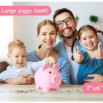 PJDRLLC Large Piggy Bank, Unbreakable Plastic Money Bank, Coin Bank for Girls and Boys, Large Size P...