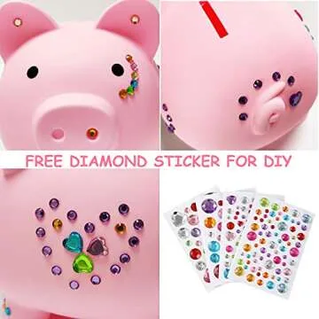 PJDRLLC Large Piggy Bank, Unbreakable Plastic Money Bank, Coin Bank for Girls and Boys, Large Size Piggy Banks, Practical Gifts for Birthday, Easter, Christmas (Pink)