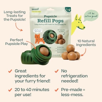 WOOF Pupsicle Refill Pops, Delicious Long Lasting Dog Treats, Pre-Made Pupsicle Refills for Dogs, Wholesome Ingredients, Low-Mess Chicken Pet Treats - Large Pops - 7 Count
