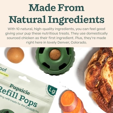 WOOF Pupsicle Refill Pops, Delicious Long Lasting Dog Treats, Pre-Made Pupsicle Refills for Dogs, Wholesome Ingredients, Low-Mess Chicken Pet Treats - Large Pops - 7 Count