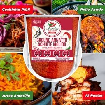 Achiote Powder – Ground Annatto Seeds 4oz Great for Adding Color and Mild Flavor in Soup, Stews, M...