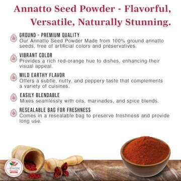 Achiote Powder – Ground Annatto Seeds 4oz Great for Adding Color and Mild Flavor in Soup, Stews, Meats and Mexican Recipes