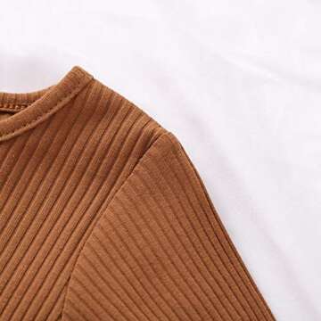 YOUNGER TREE Toddler Baby Girls Spring Clothing Solid Color Cotton Pit Irregular Skirt Winter Dress Long Sleeve Skirt Outfits (Caramel, 2-3T)