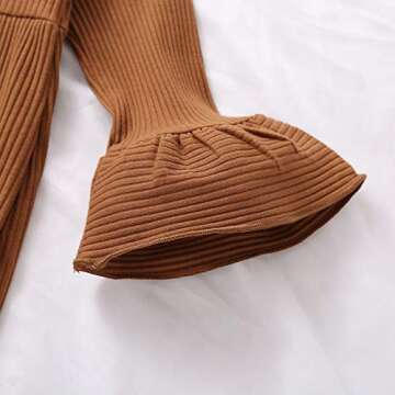 YOUNGER TREE Toddler Baby Girls Spring Clothing Solid Color Cotton Pit Irregular Skirt Winter Dress Long Sleeve Skirt Outfits (Caramel, 2-3T)