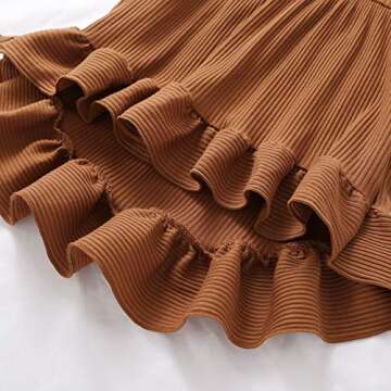 YOUNGER TREE Toddler Baby Girls Spring Clothing Solid Color Cotton Pit Irregular Skirt Winter Dress Long Sleeve Skirt Outfits (Caramel, 2-3T)