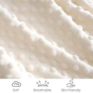 david's kids Micro Fleece Minky Baby Blanket for Girls with Double Layer and Soothing Raised Dots, 40x50 Inches Breathable and Soft Lightweight Receiving Blanket for Newborns, Cream