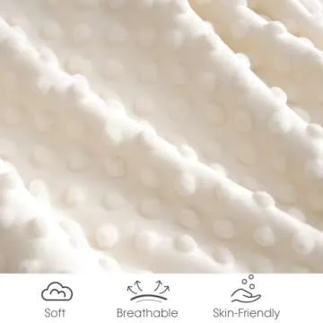 david's kids Micro Fleece Minky Baby Blanket for Girls with Double Layer and Soothing Raised Dots, 40x50 Inches Breathable and Soft Lightweight Receiving Blanket for Newborns, Cream