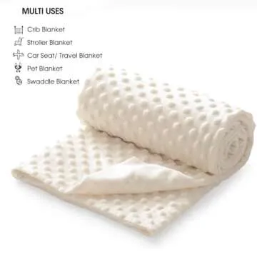 david's kids Micro Fleece Minky Baby Blanket for Girls with Double Layer and Soothing Raised Dots, 40x50 Inches Breathable and Soft Lightweight Receiving Blanket for Newborns, Cream