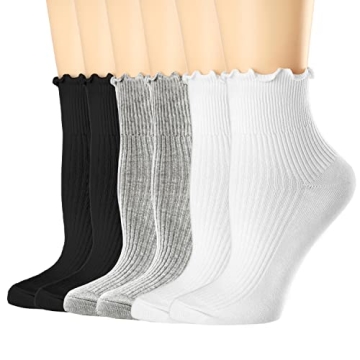 Mcool Mary Womens Ruffle Ankle Socks - 6 Pack Comfort
