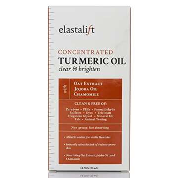Elastalift Turmeric Oil Facial Skin Care Serum For Face. Antioxidant Moisturizer Skincare Serum Formula W/Rose Extract & Jojoba Oil For Dry Skin, Redness, & Skin Blemishes, 1.8 Fl Oz