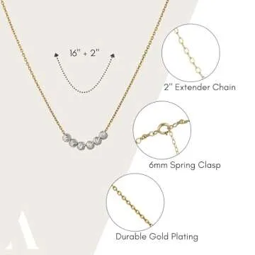 Annika Bella Beaded Necklace for Women, Length 16-18 Inches, Layering Gold Necklace with Silver Beads, Dainty Gift for Her