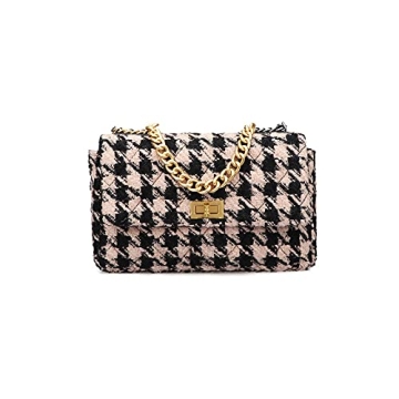 BERTY·PUYI Stylish Houndstooth Handbag - Crossbody Convenience