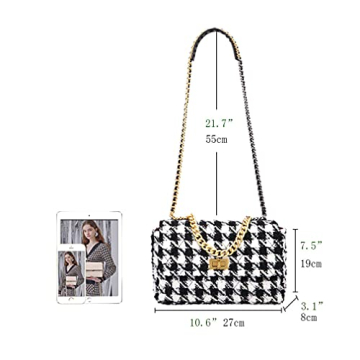 Stylish Crossbody Handbag in Houndstooth Design