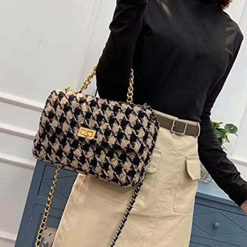 Stylish Crossbody Handbag in Houndstooth Design