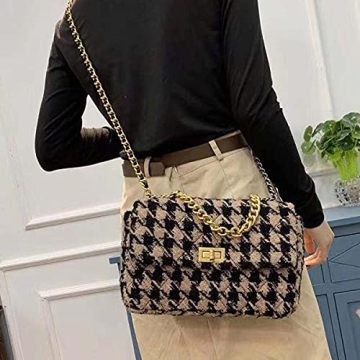 Stylish Crossbody Handbag in Houndstooth Design