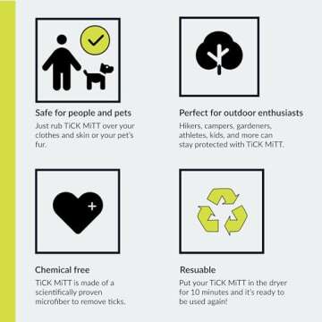 TiCK MiTT Yellow Tick Defense Glove - Protective Tool for Humans and Pets - Safely Handle Ticks with Ease - Durable, Comfortable, and Easy to Use Tick Management Glove