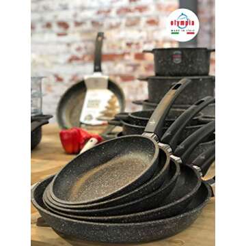 Olympia Hard Cook 7.9 Inch Non-Stick PFOA-Free Die-Cast Aluminum Fry Pan, Made in Italy