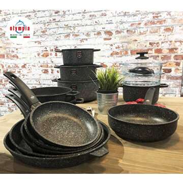 Olympia Hard Cook 7.9 Inch Non-Stick PFOA-Free Die-Cast Aluminum Fry Pan, Made in Italy