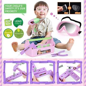 Kids Tool Set With Toy Drill and Box for Creative Fun