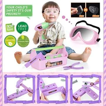 Kids Tool Set With Toy Drill and Box for Creative Fun