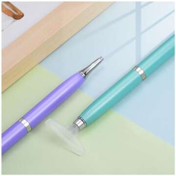 Benote Ergonomic Diamond Art Painting Pen, Metal Diamond Drill Pen Tools 5D Diamond Accessories Painting with Multi Replacement Pen Heads and Wax for DP Cross Stitch - Red