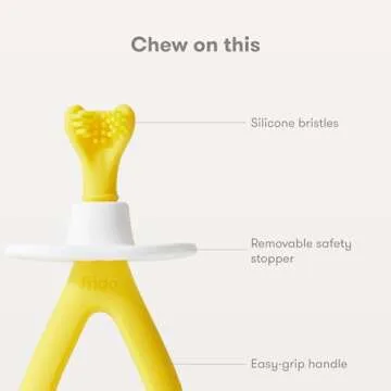 Frida Baby Training Toothbrush for Babies with Soft Silicone Bristles, Yellow