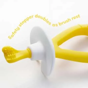 Frida Baby Training Toothbrush for Babies with Soft Silicone Bristles, Yellow