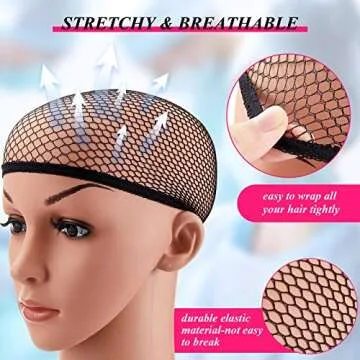 EBOOT 3 Pcs Wig Caps Black Mesh Wig Cap Net Neutral Nude Beige Wig Cap for Lace Front Wig for Women Men Halloween, Cosplay