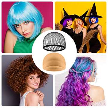 EBOOT 3 Pcs Wig Caps Black Mesh Wig Cap Net Neutral Nude Beige Wig Cap for Lace Front Wig for Women Men Halloween, Cosplay