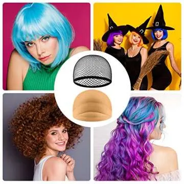 EBOOT 3 Pcs Wig Caps Black Mesh Wig Cap Net Neutral Nude Beige Wig Cap for Lace Front Wig for Women Men Halloween, Cosplay