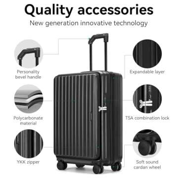 ROAMING 20 Inch Carry On Luggage with Cup Holder